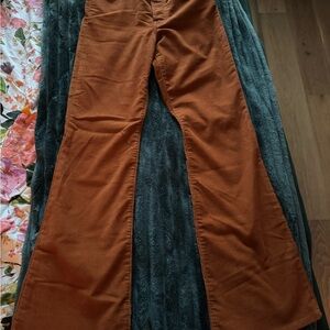 Levi's rusted orange/brown corduroy ribcage flare jeans